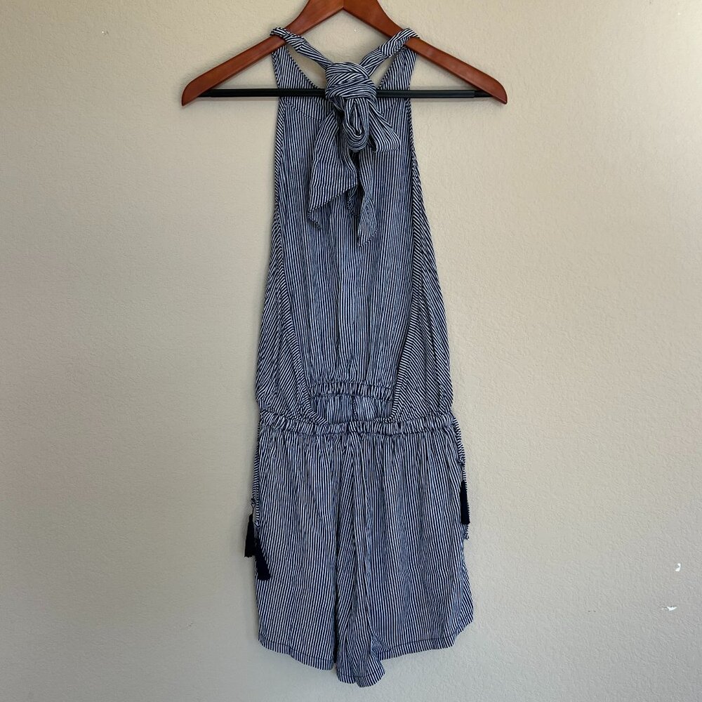 Faithfull The Brand - blue and White Striped Open Back Romper - Picture 3 of 9